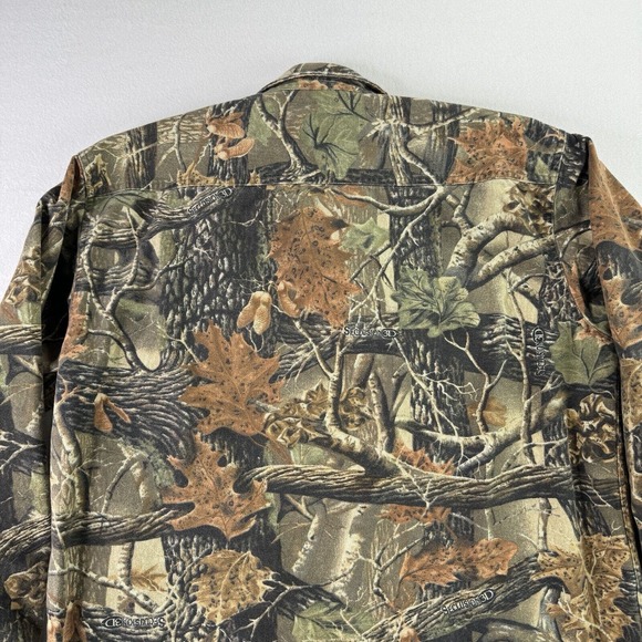 Cabelas Shirt Mens Medium Outdoors Camo Green Button Up Hunting Seclusion 3D - Picture 5 of 9